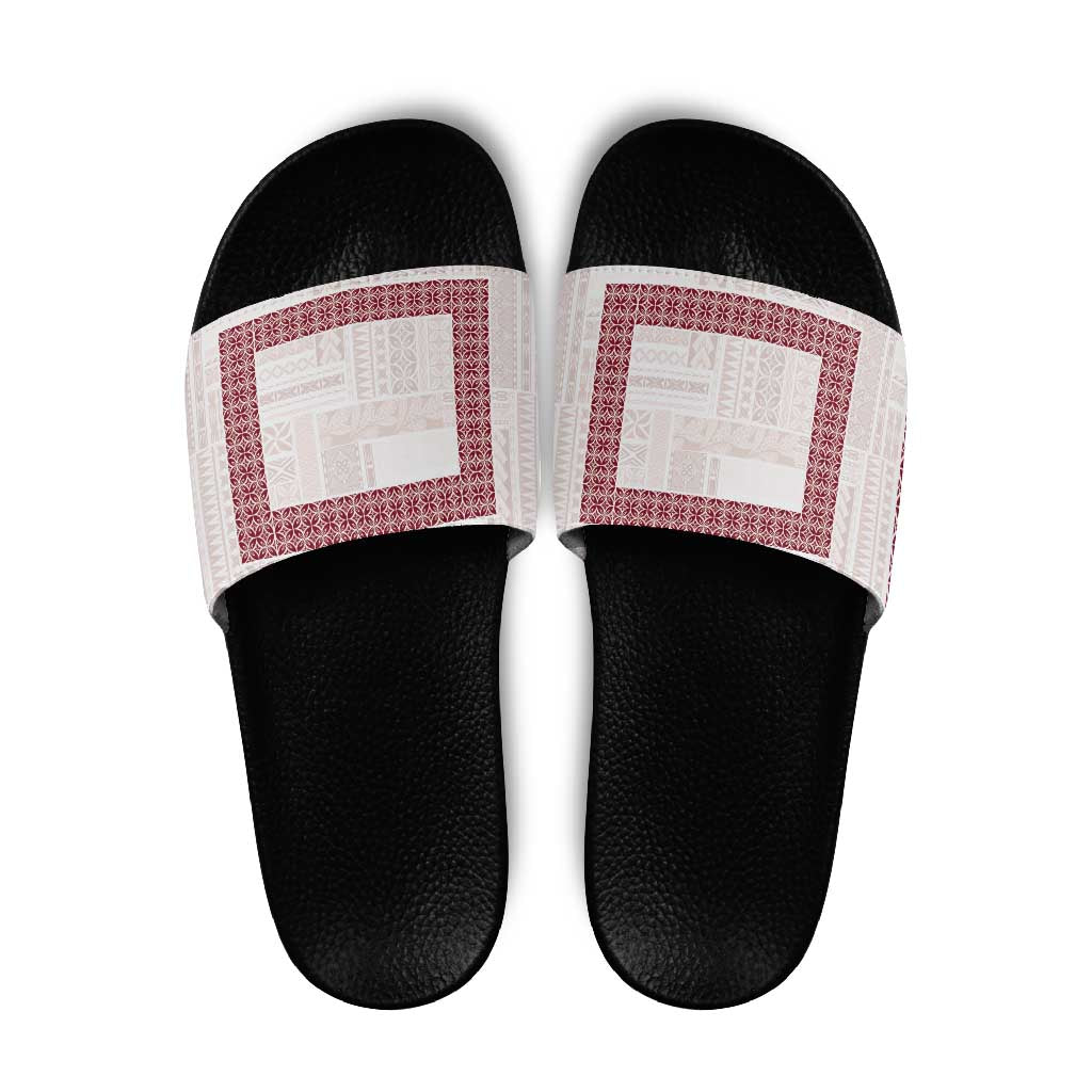Samoa Siapo Red Trimmed Slide Sandals Samoa White Sunday - Polynesian Pride