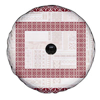 Samoa Siapo Red Trimmed Spare Tire Cover Samoa White Sunday - Polynesian Pride