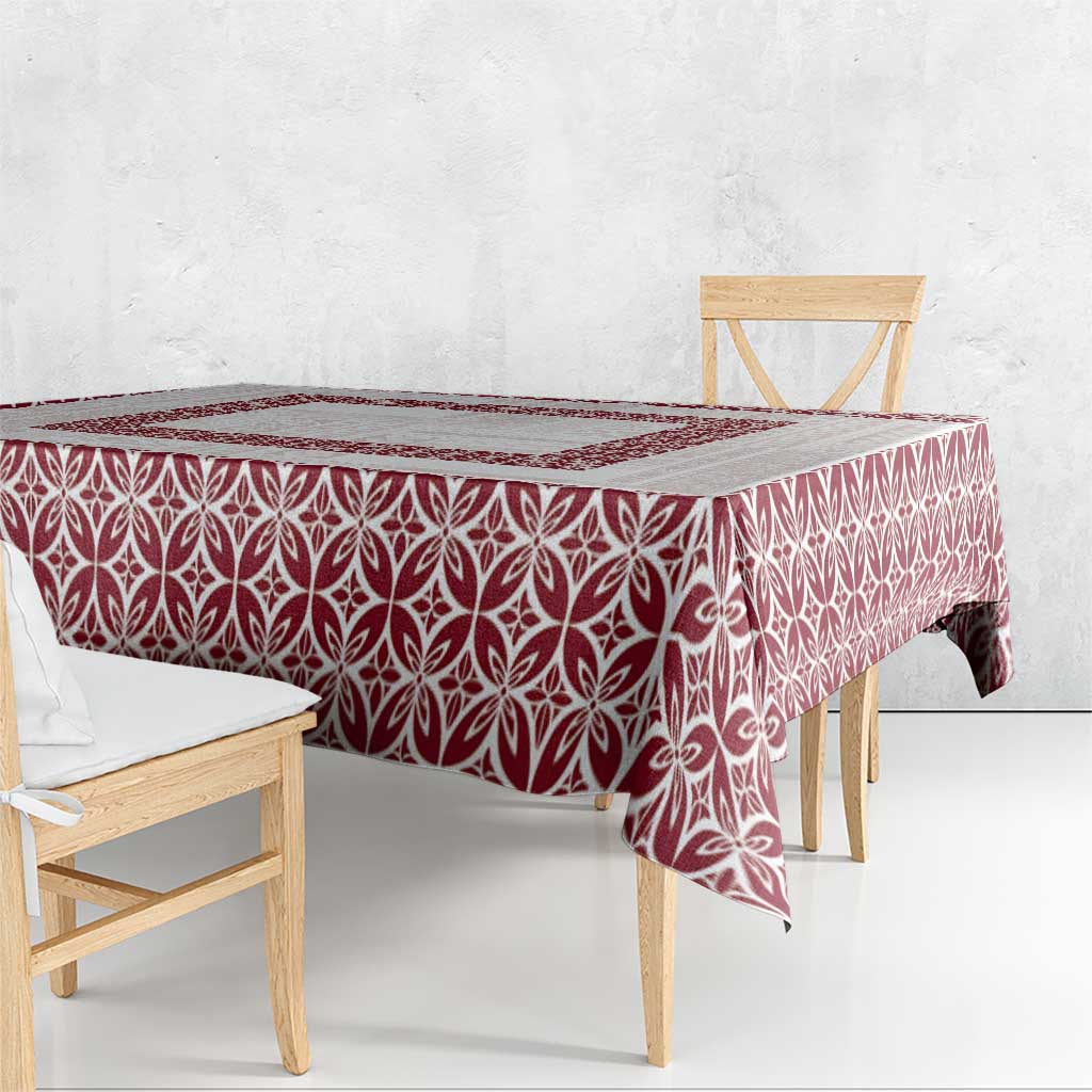 Samoa Siapo Red Trimmed Tablecloth Samoa White Sunday - Polynesian Pride