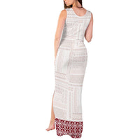 Samoa Siapo Red Trimmed Tank Maxi Dress Samoa White Sunday - Polynesian Pride