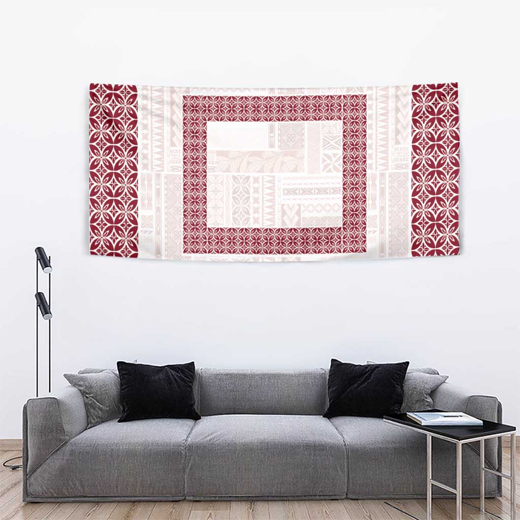 Samoa Siapo Red Trimmed Tapestry Samoa White Sunday - Polynesian Pride
