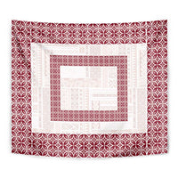 Samoa Siapo Red Trimmed Tapestry Samoa White Sunday - Polynesian Pride
