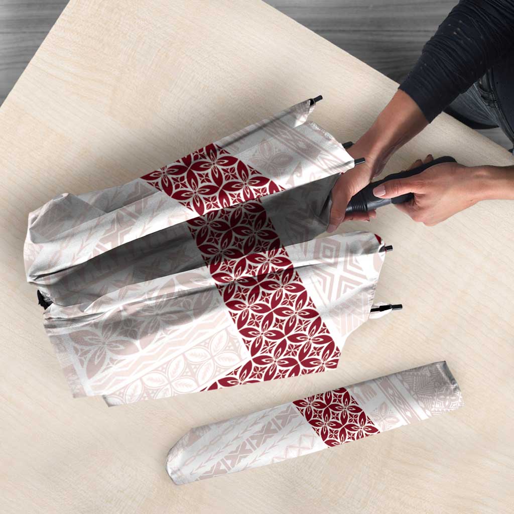 Samoa Siapo Red Trimmed Umbrella Samoa White Sunday - Polynesian Pride