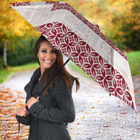 Samoa Siapo Red Trimmed Umbrella Samoa White Sunday - Polynesian Pride
