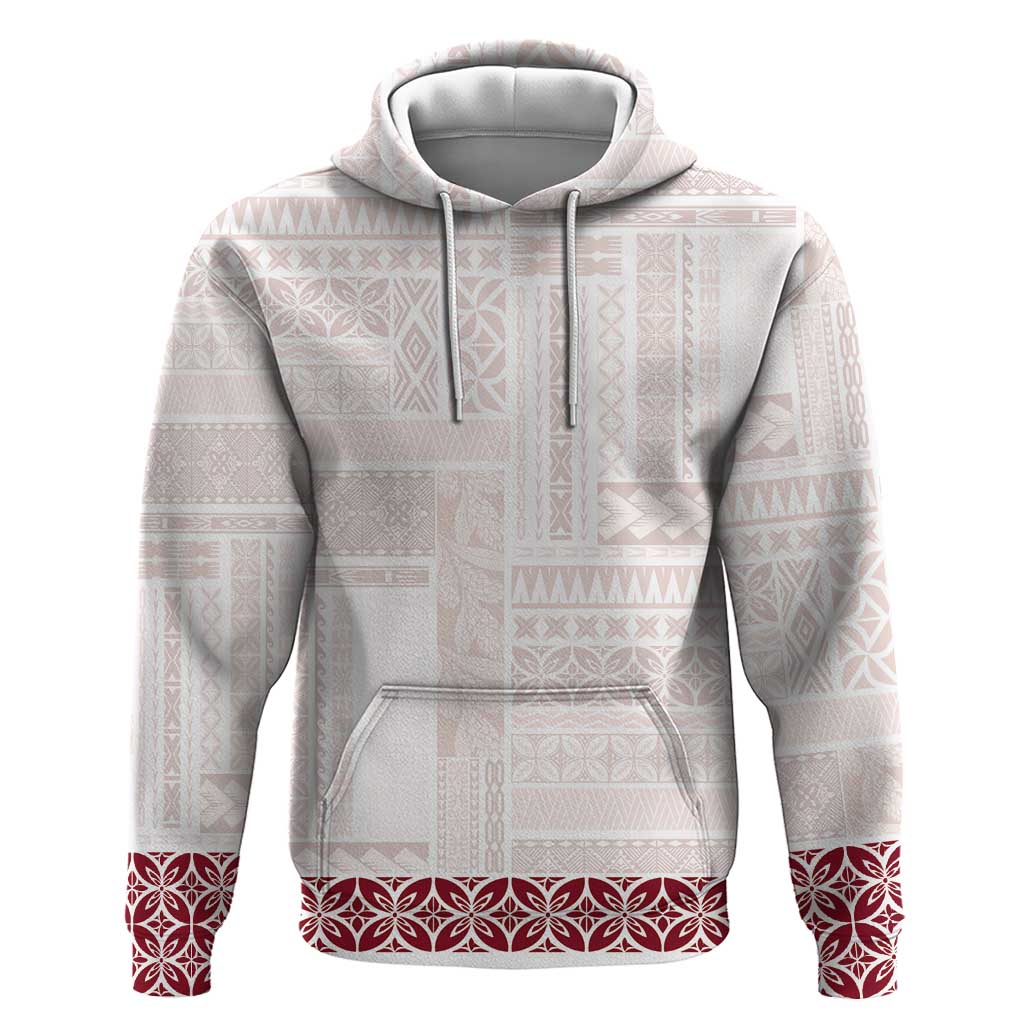 Samoa Siapo Red Trimmed Zip Hoodie Samoa White Sunday - Polynesian Pride