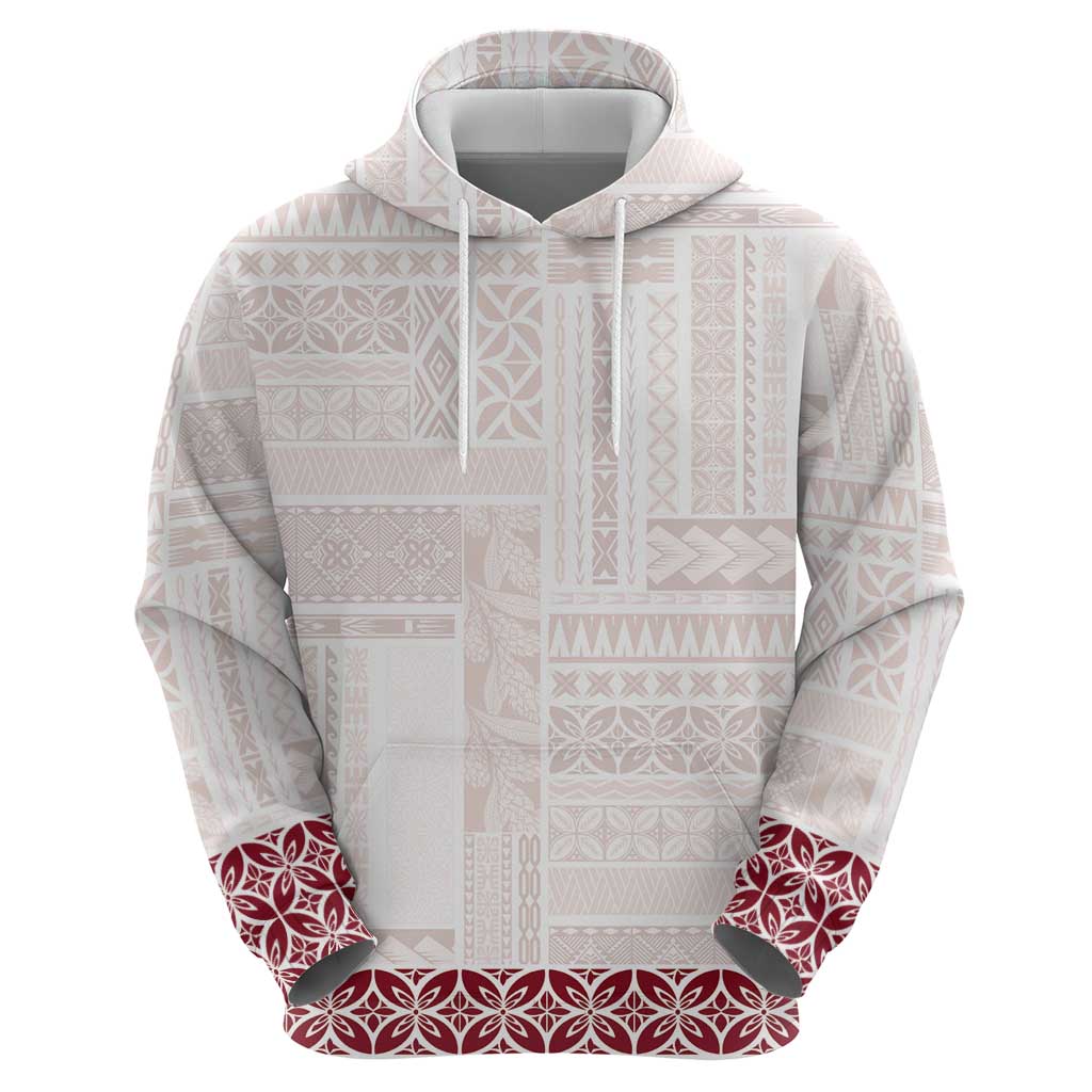 Samoa Siapo Red Trimmed Zip Hoodie Samoa White Sunday - Polynesian Pride