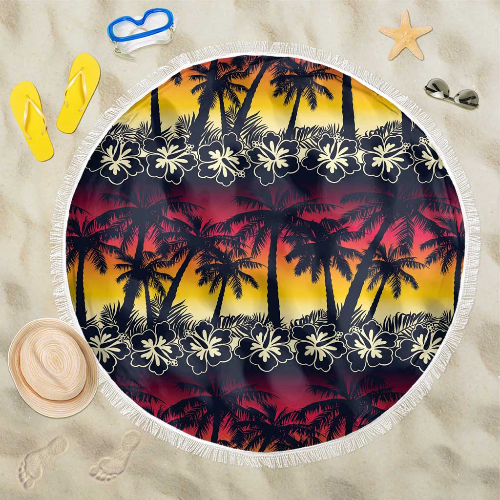 Hawaii Hibiscus Palm Tree Sunset Beach Blanket Tropical Style - Polynesian Pride