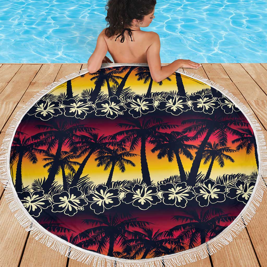 Hawaii Hibiscus Palm Tree Sunset Beach Blanket Tropical Style - Polynesian Pride