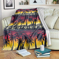 Hawaii Hibiscus Palm Tree Sunset Blanket Tropical Style - Polynesian Pride