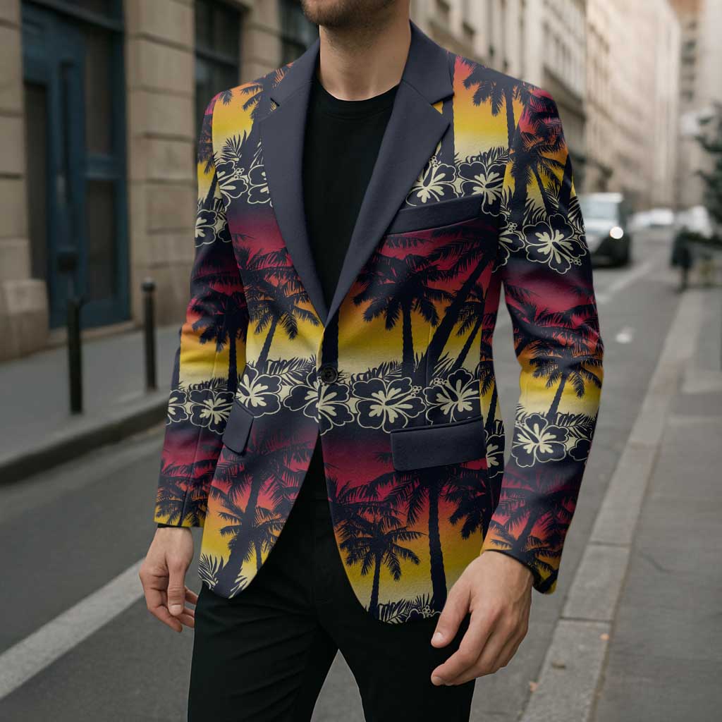 Hawaii Hibiscus Palm Tree Sunset Blazer Tropical Style - Polynesian Pride