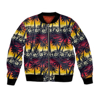Hawaii Hibiscus Palm Tree Sunset Bomber Jacket Tropical Style - Polynesian Pride