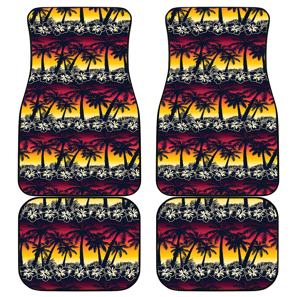 Hawaii Hibiscus Palm Tree Sunset Car Mats Tropical Style - Polynesian Pride