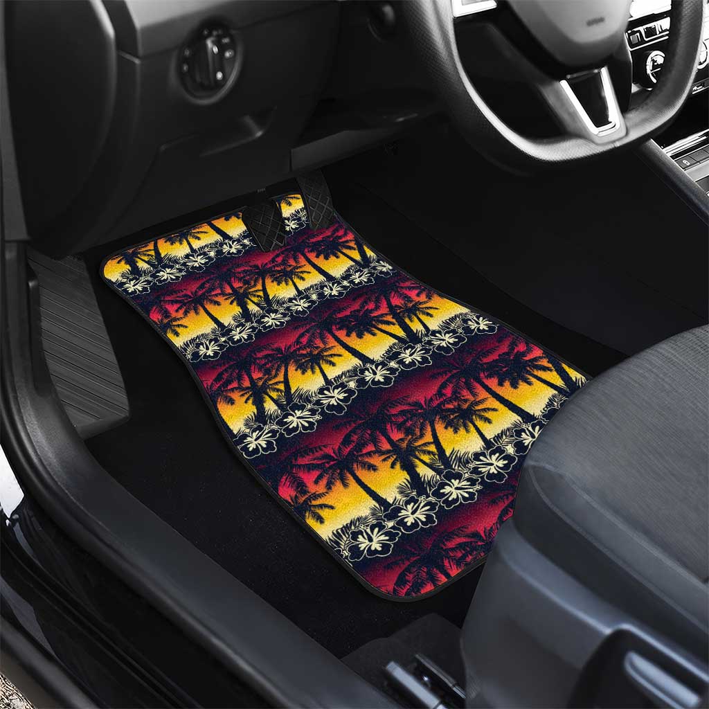 Hawaii Hibiscus Palm Tree Sunset Car Mats Tropical Style - Polynesian Pride