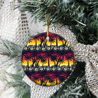 Hawaii Hibiscus Palm Tree Sunset Ceramic Ornament Tropical Style - Polynesian Pride