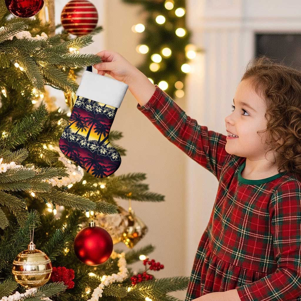 Hawaii Hibiscus Palm Tree Sunset Christmas Stocking Tropical Style - Polynesian Pride