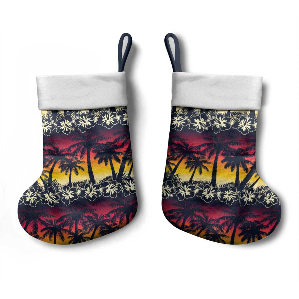 Hawaii Hibiscus Palm Tree Sunset Christmas Stocking Tropical Style - Polynesian Pride