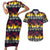Hawaii Hibiscus Palm Tree Sunset Couples Matching Short Sleeve Bodycon Dress and Hawaiian Shirt Tropical Style - Polynesian Pride