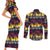 Hawaii Hibiscus Palm Tree Sunset Couples Matching Short Sleeve Bodycon Dress and Long Sleeve Button Shirt Tropical Style - Polynesian Pride