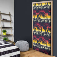 Hawaii Hibiscus Palm Tree Sunset Door Cover Tropical Style - Polynesian Pride