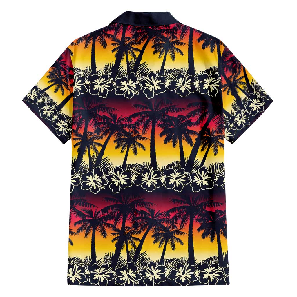 Hawaii Hibiscus Palm Tree Sunset Family Matching Puletasi and Hawaiian Shirt Tropical Style - Polynesian Pride