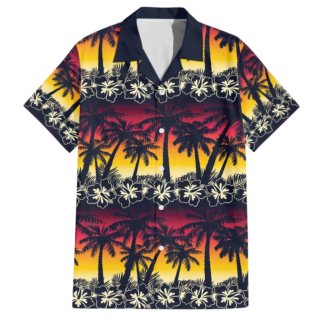 Hawaii Hibiscus Palm Tree Sunset Family Matching Summer Maxi Dress and Hawaiian Shirt Tropical Style - Polynesian Pride
