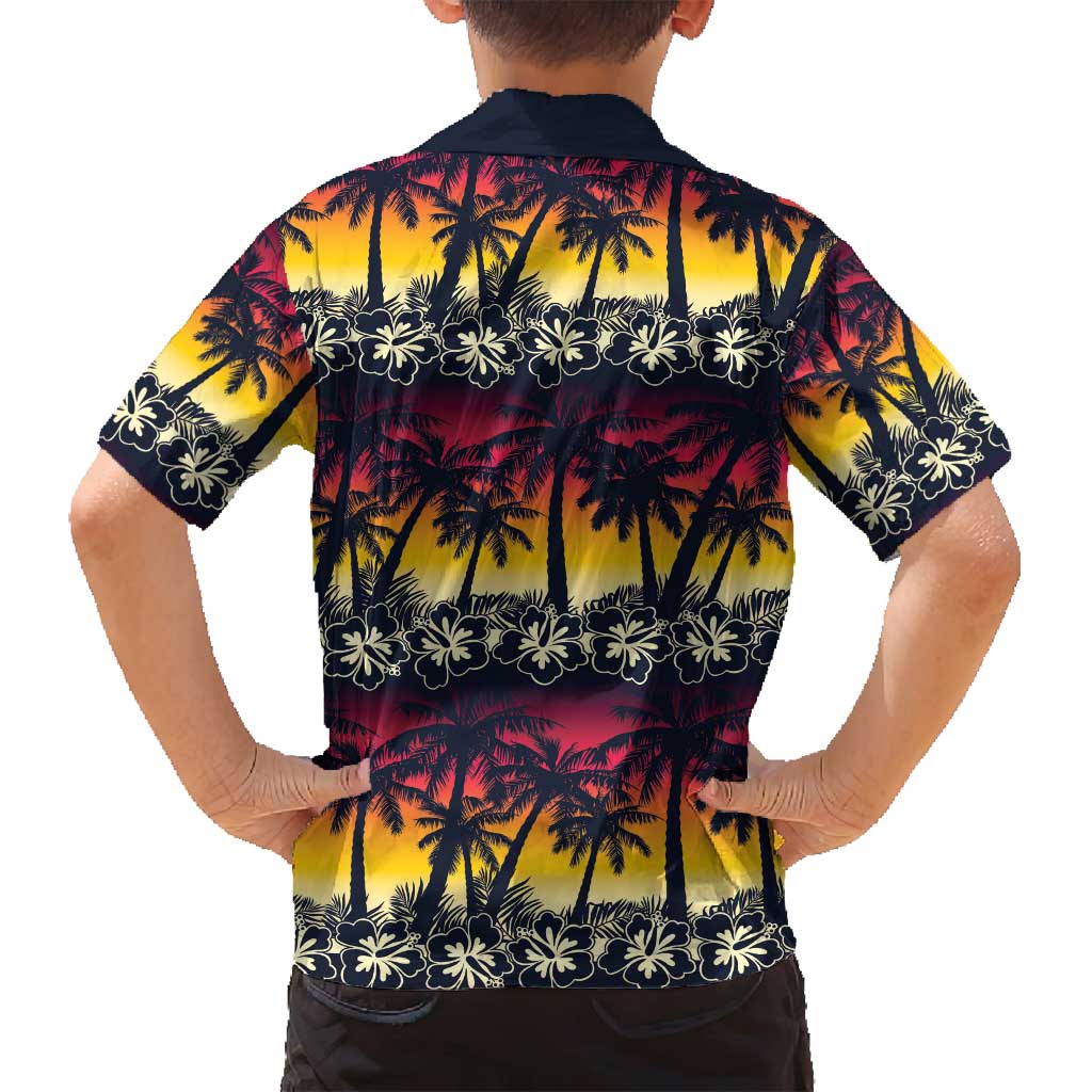 Hawaii Hibiscus Palm Tree Sunset Family Matching Tank Maxi Dress and Hawaiian Shirt Tropical Style - Polynesian Pride