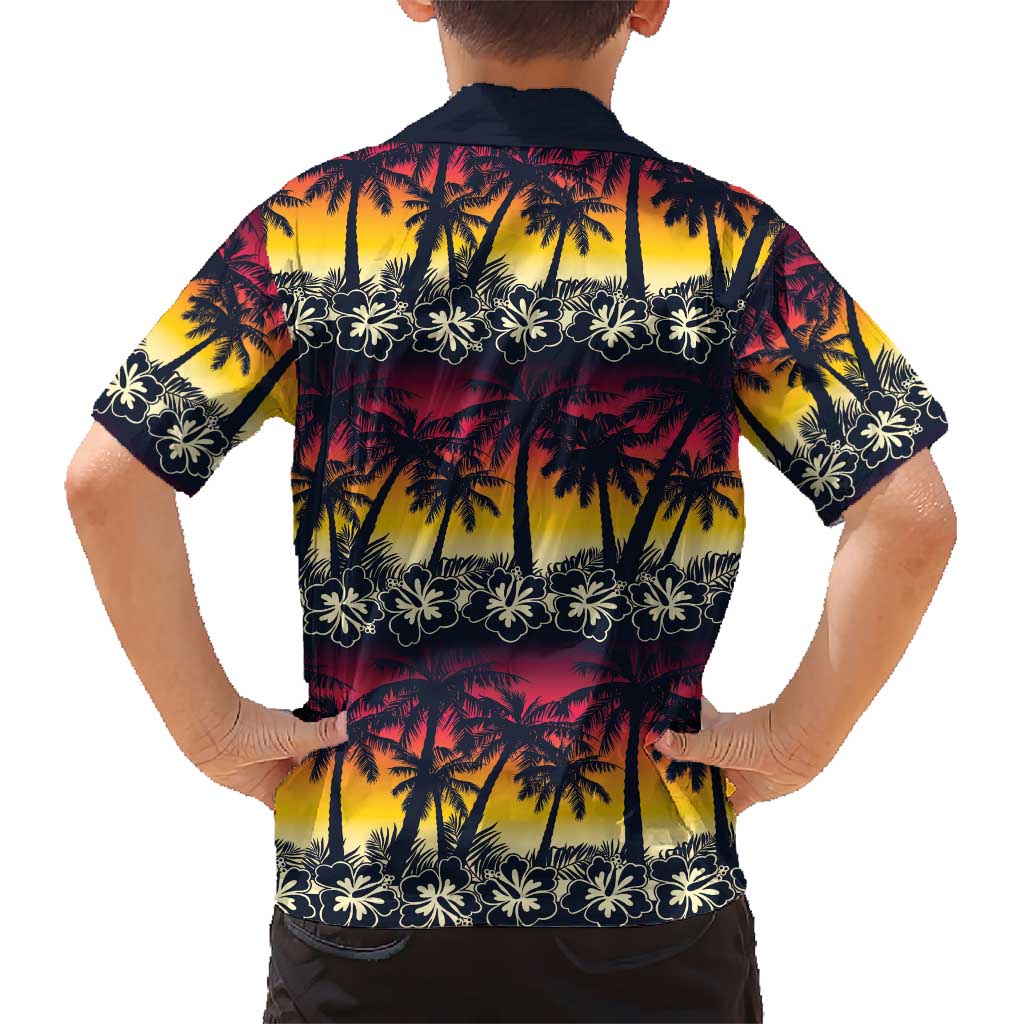 Hawaii Hibiscus Palm Tree Sunset Kid Hawaiian Shirt Tropical Style LT01 - Polynesian Pride