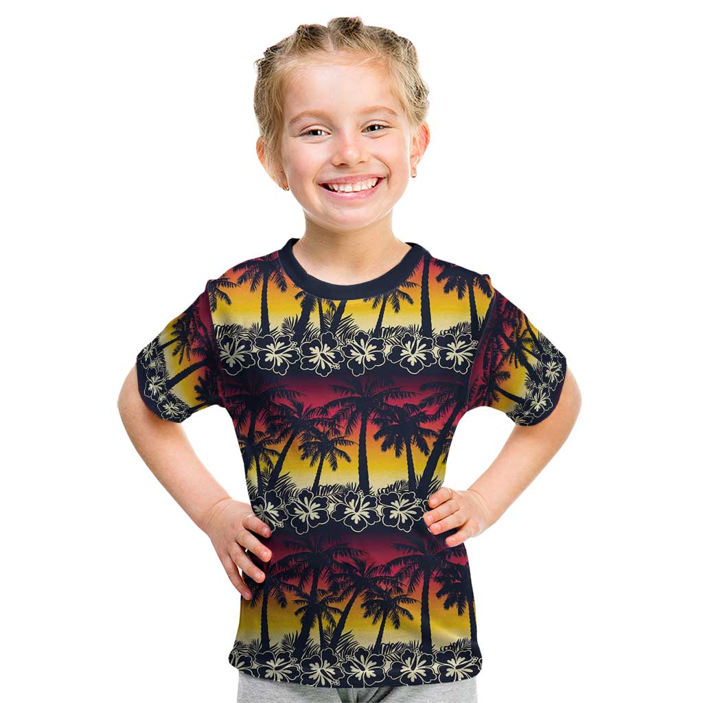 Hawaii Hibiscus Palm Tree Sunset Kid T Shirt Tropical Style LT01 Multicolor - Polynesian Pride