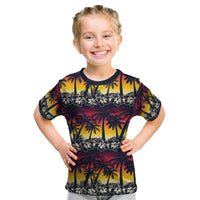 Hawaii Hibiscus Palm Tree Sunset Kid T Shirt Tropical Style LT01 Multicolor - Polynesian Pride