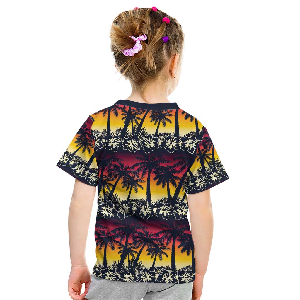 Hawaii Hibiscus Palm Tree Sunset Kid T Shirt Tropical Style LT01 - Polynesian Pride