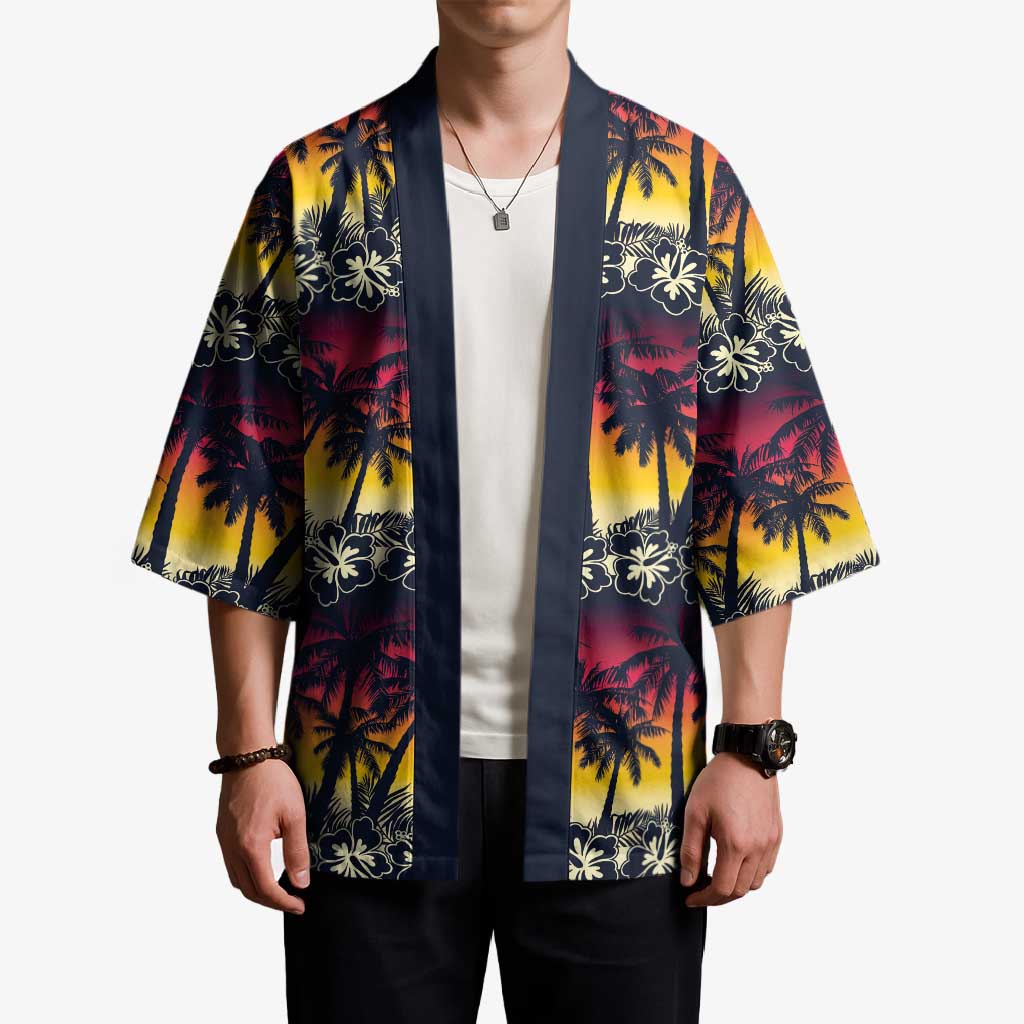 Hawaii Hibiscus Palm Tree Sunset Kimono Tropical Style - Polynesian Pride