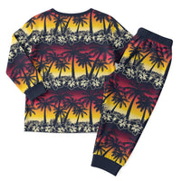 Hawaii Hibiscus Palm Tree Sunset Christmas Pajama Set Tropical Style - Polynesian Pride