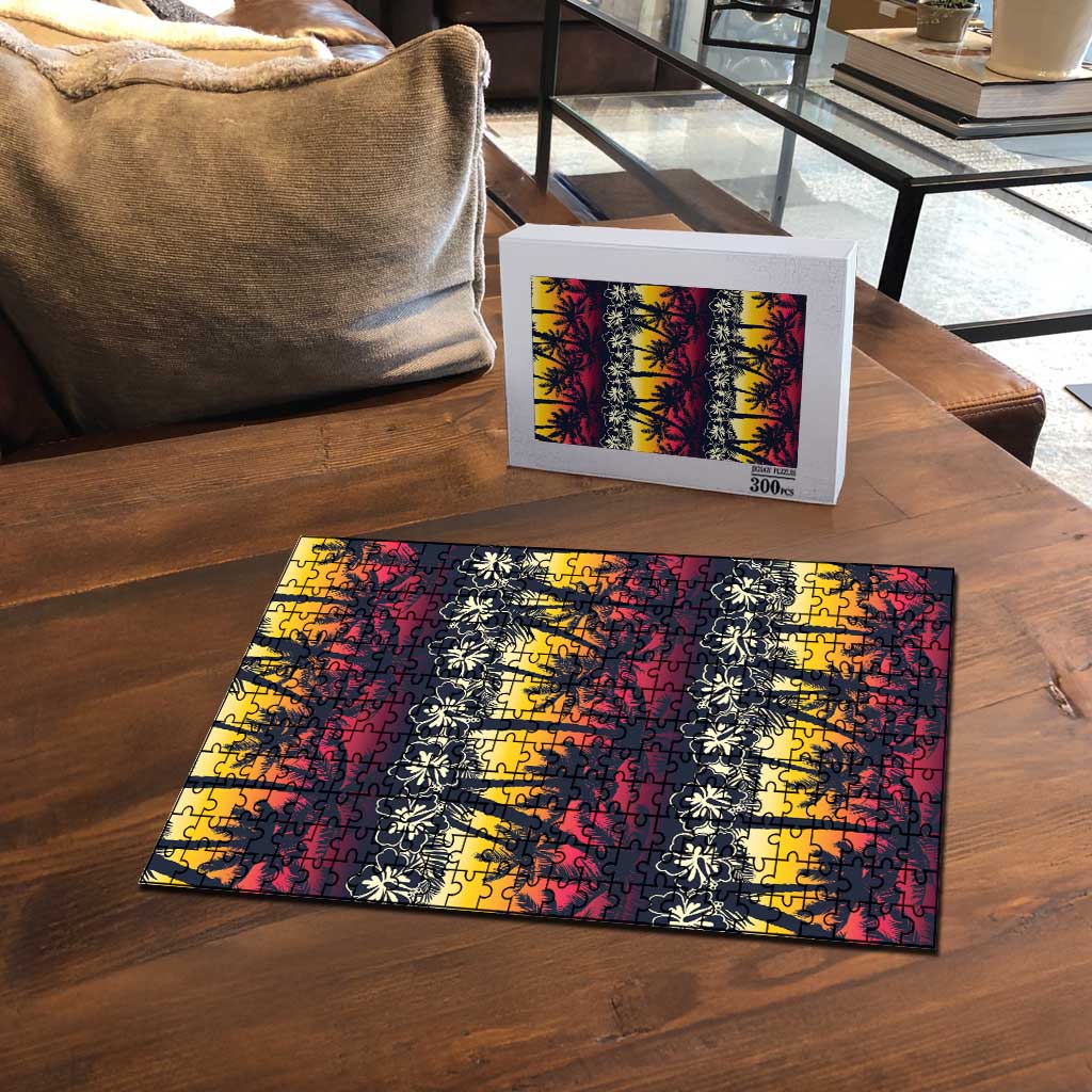 Hawaii Hibiscus Palm Tree Sunset Puzzle Tropical Style - Polynesian Pride