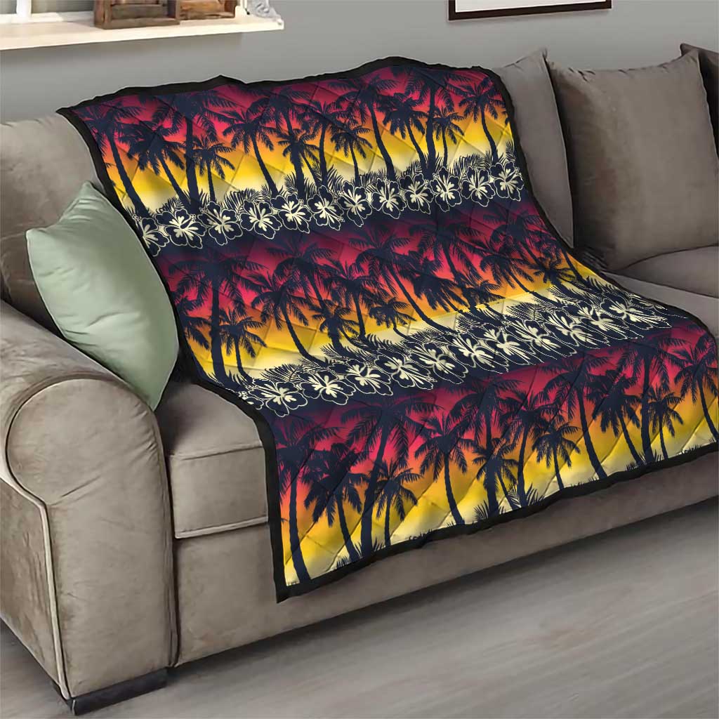 Hawaii Hibiscus Palm Tree Sunset Quilt Tropical Style - Polynesian Pride