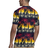 Hawaii Hibiscus Palm Tree Sunset Rugby Jersey Tropical Style - Polynesian Pride