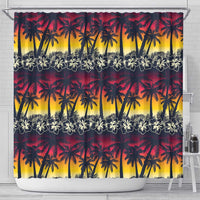 Hawaii Hibiscus Palm Tree Sunset Shower Curtain Tropical Style - Polynesian Pride
