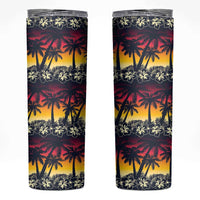 Hawaii Hibiscus Palm Tree Sunset Skinny Tumbler Tropical Style - Polynesian Pride