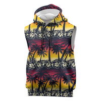 Hawaii Hibiscus Palm Tree Sunset Sleeveless Hoodie Tropical Style - Polynesian Pride
