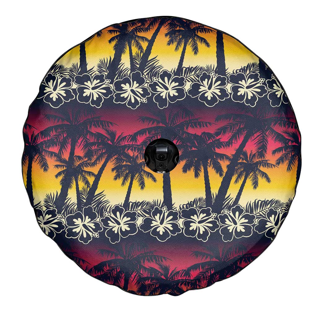 Hawaii Hibiscus Palm Tree Sunset Spare Tire Cover Tropical Style - Polynesian Pride