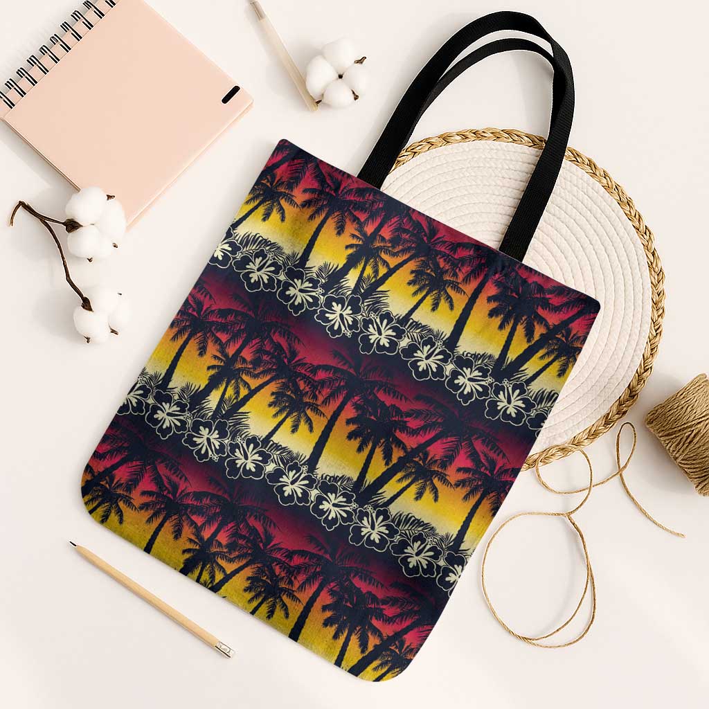Hawaii Hibiscus Palm Tree Sunset Tote Bag Tropical Style - Polynesian Pride
