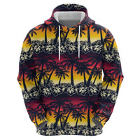 Hawaii Hibiscus Palm Tree Sunset Zip Hoodie Tropical Style - Polynesian Pride