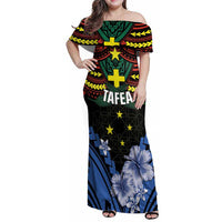 Personalised Vanuatu Tafea Province Family Matching Off Shoulder Maxi Dress and Hawaiian Shirt Unique Tropical Tribal Pattern
