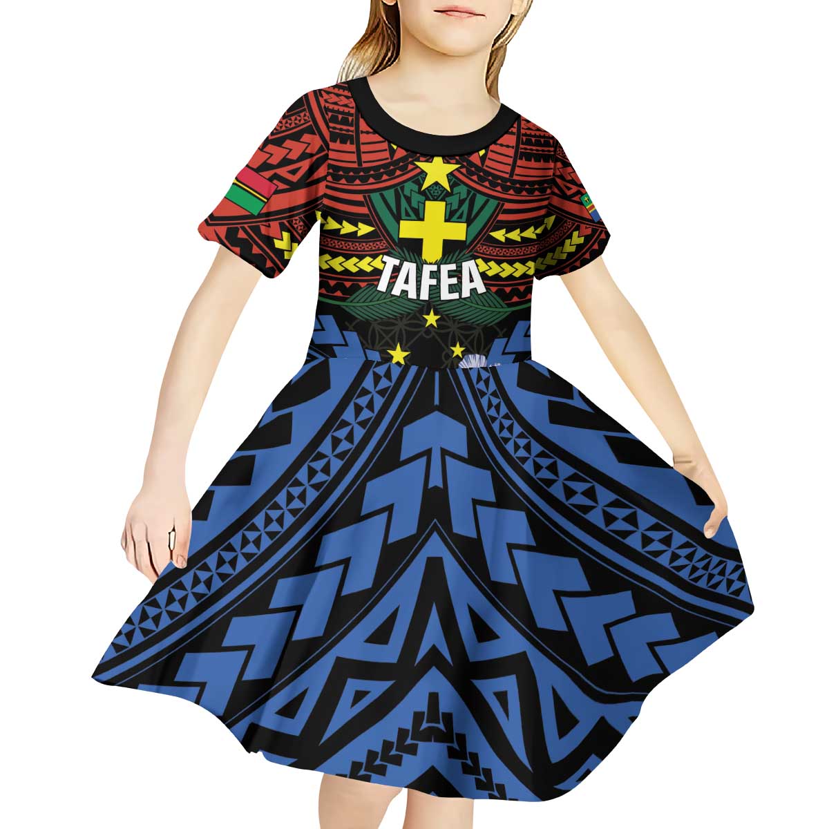 Personalised Vanuatu Tafea Province Kid Short Sleeve Dress Unique Tropical Tribal Pattern