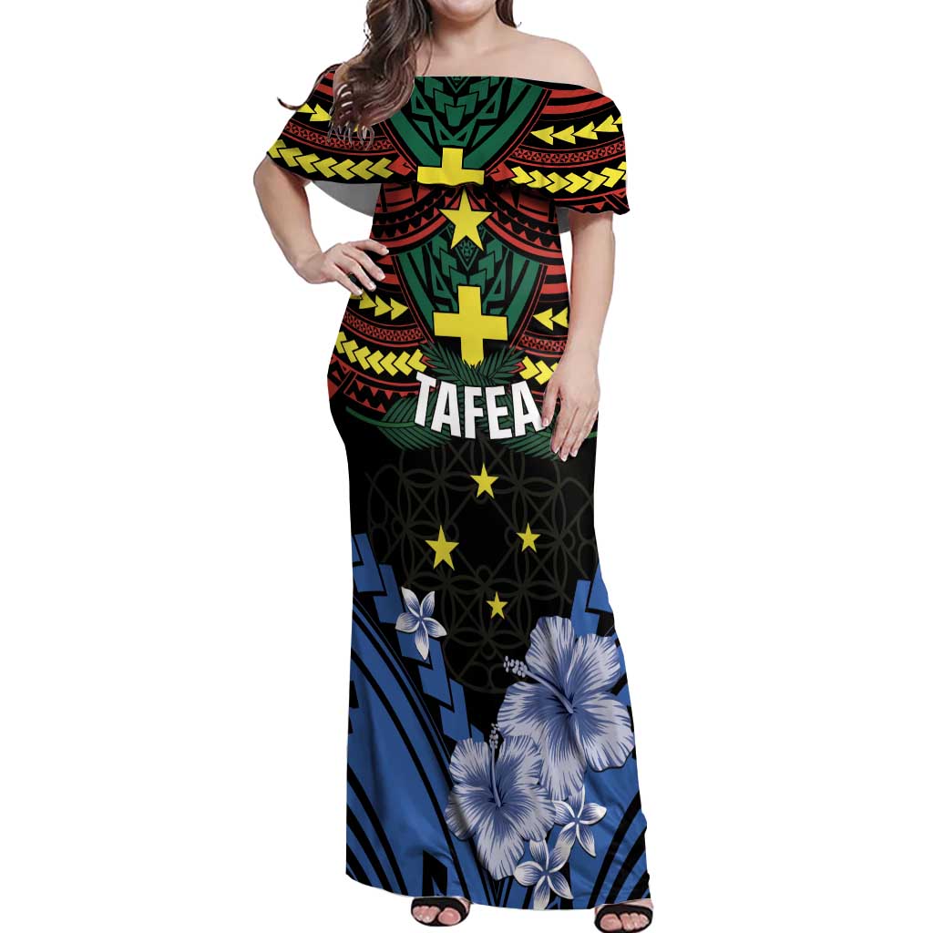 Personalised Vanuatu Tafea Province Off Shoulder Maxi Dress Unique Tropical Tribal Pattern
