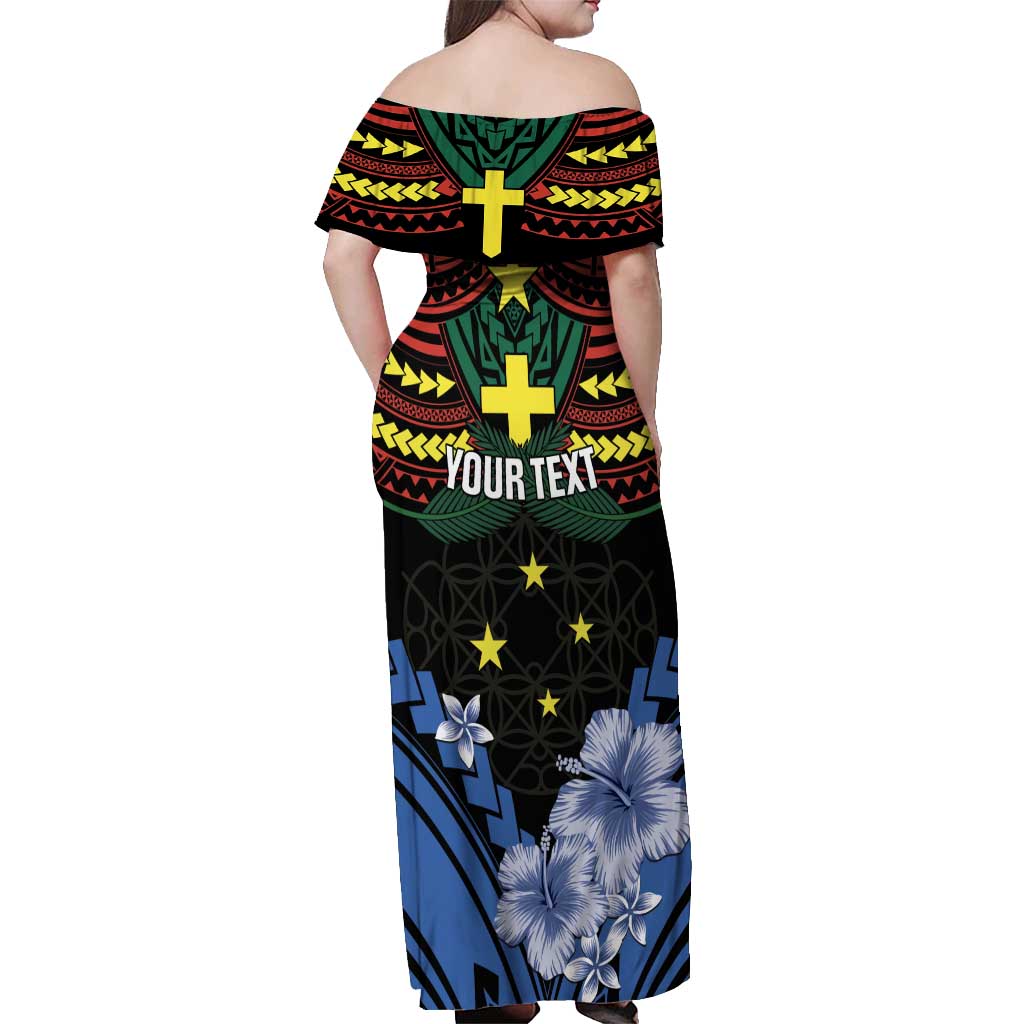 Personalised Vanuatu Tafea Province Off Shoulder Maxi Dress Unique Tropical Tribal Pattern