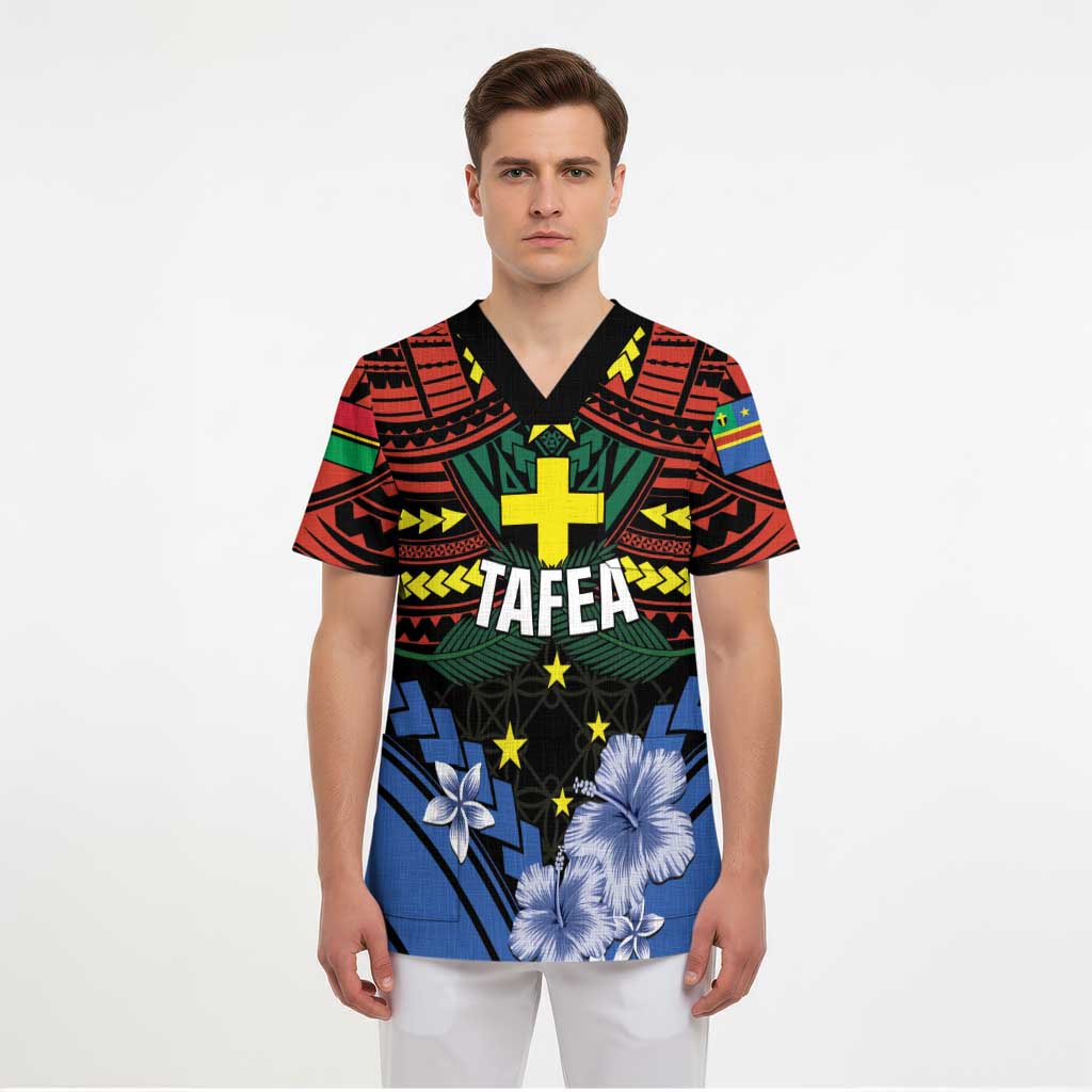 Personalised Vanuatu Tafea Province Scrub Top Unique Tropical Tribal Pattern - Polynesian Pride