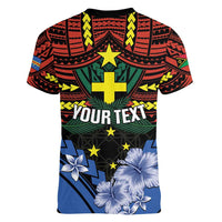 Personalised Vanuatu Tafea Province Women V-Neck T-Shirt Unique Tropical Tribal Pattern