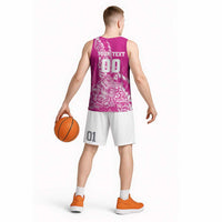 Custom New Zealand Rugby Silver Fern Basketball Jersey Aotearoa Kiwi Maori Pink Version - Polynesian Pride