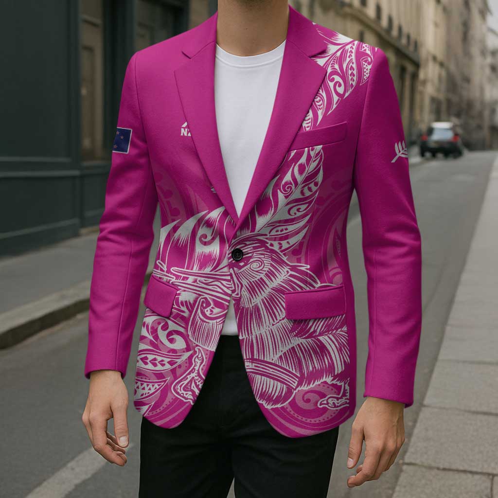 Custom New Zealand Rugby Silver Fern Blazer Aotearoa Kiwi Maori Pink Version - Polynesian Pride