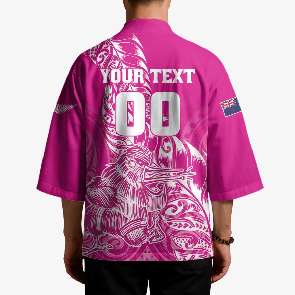 Custom New Zealand Rugby Silver Fern Kimono Aotearoa Kiwi Maori Pink Version - Polynesian Pride